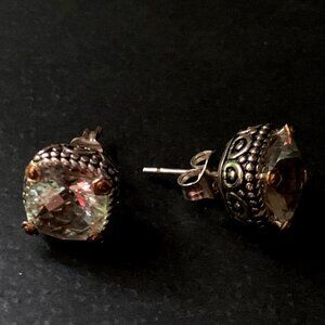 925 Sterling Silver 14K gold Pierced Stud Gemstone Earrings